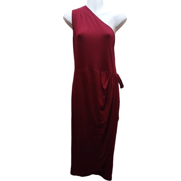 YATHON Asymmetrical Sleeveless One Shoulder Wrap Belted Ruched Dress XL - Picture 5 of 9